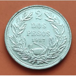 CHILE 2 PESOS 1927 So CONDOR SOBRE RISCO Ceca de Santiago KM.172 MONEDA DE PLATA MBC @GOLPES@ silver coin REPUBLICA R/2