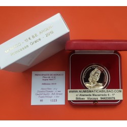 . @MUY RARA@ MONACO 10 EUROS 2019 PRINCISA GRACE KELLY MONEDA DE PLATA CONMEMORATIVA PROOF ESTUCHE y CERTIFICADO Tirada 5.000