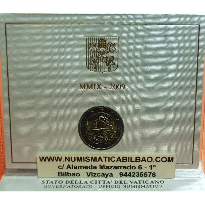 VATICANO 2 EUROS 2009 AÑO DE LA ASTRONOMIA SC MONEDA CONMEMORATIVA EN CARTERA ESTUCHE OFICIAL