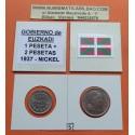 GOBIERNO DE EUZKADI 1 PESETA 1937 + 2 PESETAS 1937 DAMA MONEDAS DE NICKEL GUERRA CIVIL EUSKADI BILBAO R/2 EBC-