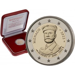 . 1 coin @22/SEP Envío@ x MONACO 2 EUROS 2022 REY ALBERTO I PROOF ESTUCHE RARA 15.000 uds. MONEDA CONMEMORATIVA