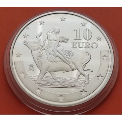 ESPAÑA 10 EUROS 2003 ANIVERSARIO EURO PLATA PROOF ESTUCHE