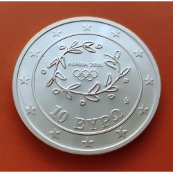 2 Onzas x GRECIA 10 EUROS 2004 GIMNASIA y NATACION Olimpiada de Atenas KM.199 MONEDA DE PLATA PROOF ESTUCHE y CERTIF.