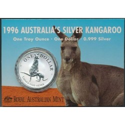 AUSTRALIA 1 DOLAR 1996 CANGURO MONEDA DE PLATA SC SILVER Kangaroo Känguru @BLISTER@ $1 Dollar OZ ONZA OUNCE