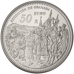 ESPAÑA 10 EUROS + 50 EUROS 2005 CENTENARIO DE DON QUIJOTE PLATA