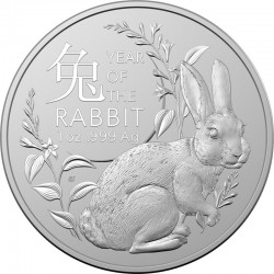 . 1 aaoin AUSTRALIA 1 DOLAR 2023 AÑO DEL CONEJO Ram Mint Lunar 4ª MONEDA DE PLATA Oz ONZA Rabbit