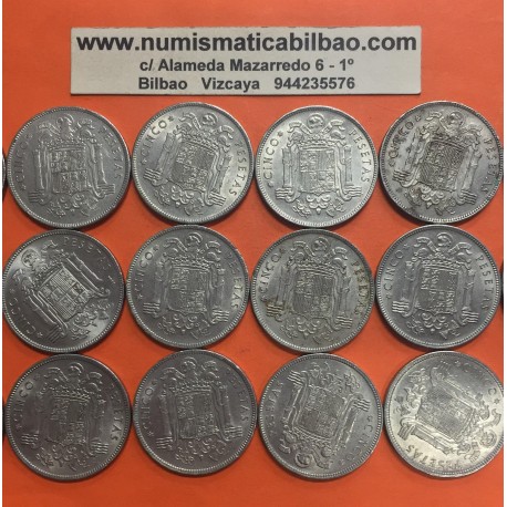 1 moneda x ESPAÑA 5 PESETAS 1949 * 19 50 FRANCO ESTADO ESPAÑOL KM.778 NICKEL @MUY CIRCULADA@
