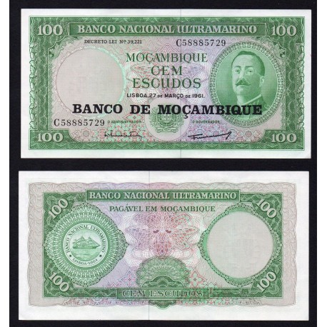 MOZAMBIQUE 100 ESCUDOS 1961 BARCO VELERO y AIRES DE ORNELLAS Pick 117 BILLETE SC Mocambique UNC BANKNOTE
