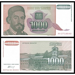 YUGOSLAVIA 1000 DINARA 1994 ANDRIK BELGRADO e IGLESIA Pick 140 BILLETE SC UNC BANKNOTE