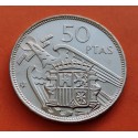 ESPAÑA 50 PESETAS 1957 * 71 FRANCO ESTADO ESPAÑOL MONEDA DE NICKEL @PROOF PRUEBA PROCEDE DE TIRA FNMT 1971@