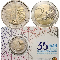 . 1 moneda @29/JULIO ENVIO@ BELGICA 2 EUROS 2022 PROGRAMA ERASMUS 35 ANIVERSARIO SC @COINCARD@ CONMEMORATIVA Belgium Belgien