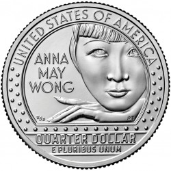 . 1 coin x ESTADOS UNIDOS 25 CENTAVOS 2022 D ANNA MAY WONG Serie AMERICAN WOMEN QUARTER 5ª / 20º MONEDA DE NICKEL SC USA