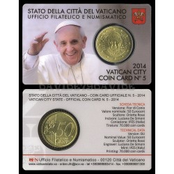 ..VATICANO 50 CENTIMOS COINCARD 2014 SELLO Nº5 COIN CARD & STAMP