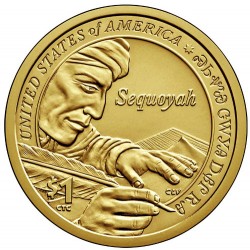 ESTADOS UNIDOS 1 DOLAR 2017 P INDIA SACAGAWEA ESCRIBA INDIO SEQUOYAH SC MONEDA DE LATON USA DOLLAR COIN