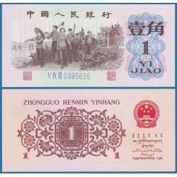 CHINA 1 JIAO 1962 CAMPESINOS 3 BLUE ROMAN NUMBERS Pick 877C BILLETE SC Yi Jiao ZHONGGUO RENMIN YINHANG