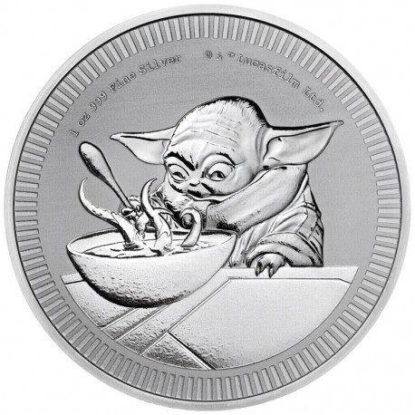 . 1 acoin x NIUE 2 DOLARES 2022 GROGU BABY YODA STAR WARS MONEDA DE PLATA SC cápsula OZ 15.000 uds