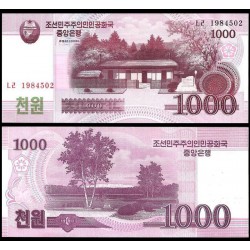KOREA DEL NORTE 1000 WON 2008 EDIFICIO y PAISAJE KIM II SUNG Pick 64.A.1 BILLETE SC NORTH UNC BANKNOTE