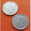 2 monedas CIRCULADAS x ESTADOS UNIDOS 1 DOLAR 1922 + 1 DOLAR 1923 PEACE PAZ KM.150 PLATA USA $1 Dollar silver coin