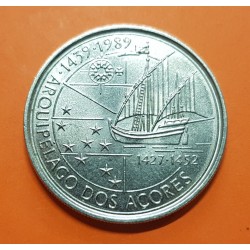 PORTUGAL 100 ESCUDOS 1989 ARCHIPIELAGO ISLAS AZORES y CARABELA PORTUGUESA KM.648 MONEDA DE NICKEL SC