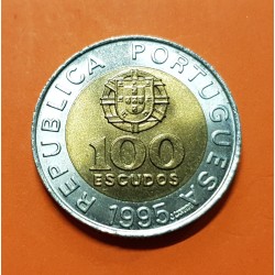 PORTUGAL 100 ESCUDOS 1995 1945 FAO 50 ANIVERSARIO KM.678 MONEDA BIMETALICA SC