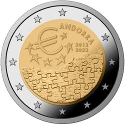 . 2 monedas @20/ENERO ENVIO@ ANDORRA 2 EUROS 2022 CARLOMAGNO y ACUERDO MONETARIO SC COINCARD @RARAS@