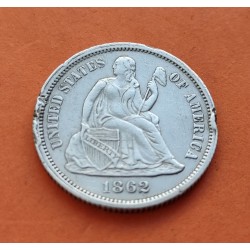 ESTADOS UNIDOS 10 CENTAVOS DIME 1856 SEATED LIBERTY PLATA SILVER
