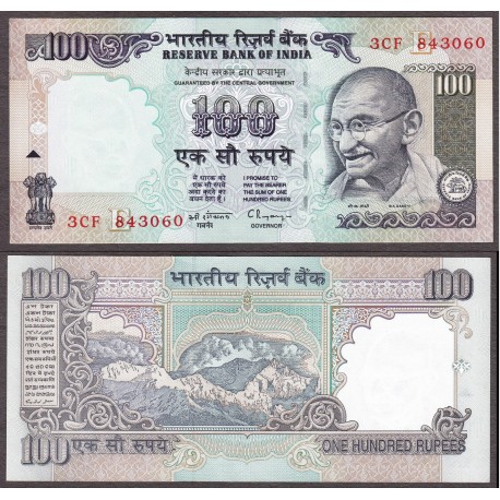 INDIA 100 RUPIAS 1996 MAHATMA GANDHI y MONTAÑA @2 AGUJERITOS GRAPA@ Pick 91 BILLETE SC 100 Rupees UNC BANKNOTE