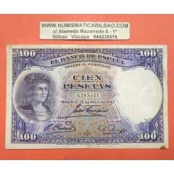 ESPAÑA 100 PESETAS 1931 GONZALO FERNANDEZ DE CORDOBA Sin Serie 6245911 Pick 83 BILLETE ESCRITO y MANCHAS Spain banknote