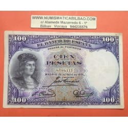 ESPAÑA 100 PESETAS 1931 GONZALO FERNANDEZ DE CORDOBA Sin Serie 8086113 Pick 83 BILLETE MBC- Spain banknote