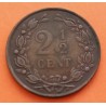 HOLANDA 2,50 CENTIMOS 1886 LEON CON ESPADA KM.108 MONEDA DE BRONCE EBC- @ESCASA@ The Netherlands 2-1/2 Cents