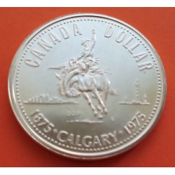 CANADA 1 DOLAR 1975 CALGARY JINETE DE RODEO KM.97 MONEDA DE PLATA PROOFLIKE $1 DOLLAR SILVER COIN