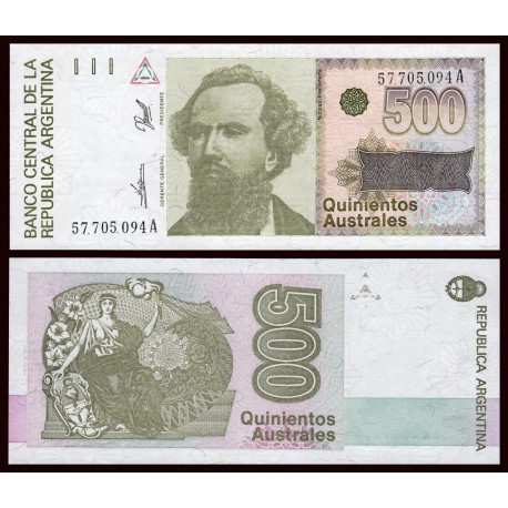 ARGENTINA 500 AUSTRALES 1988 NICOLAS AVELLANEDA Serie A Pick 328B BILLETE SC UNC BANKNOTE