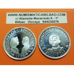 . 2000 PESETAS 1989 V CENTENARIO 1ª SERIE PLATA FNMT PROOF ESPAÑ