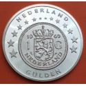 0,96 ONZAS Serie MONEDA UNICA x HOLANDA 1 GULDEN 1969 - 2002 MEDALLA DE PLATA PURA UNION EUROPEA PROOF 28,40 grs 41mm