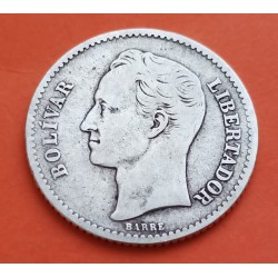 VENEZUELA 1 BOLIVAR 1945 SIMON BOLIVAR PLATA EBC SILVER KM.37