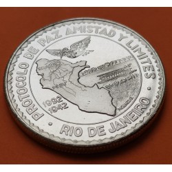 PERU 20 NUEVOS SOLES 1992 1942 PROTOCOLO DE RIO DE JANEIRO KM.309 MONEDA DE PLATA PROOF SC 1 ONZA
