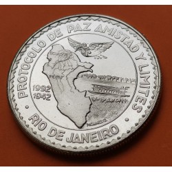 PERU 20 NUEVOS SOLES 1992 1942 PROTOCOLO DE RIO DE JANEIRO KM.309 MONEDA DE PLATA PROOF SC 1 ONZA