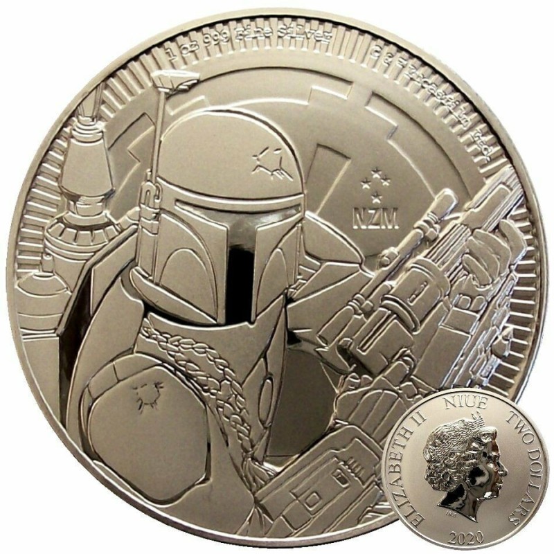 NIUE 2 DOLARES 2020  STAR WARS SOLDADO BOBA FETT 5ª MONEDA MONEDA DE PLATA PURA SC OZ 1 ONZA