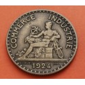 FRANCIA 2 FRANCOS 1924 DAMA CHAMBRE DE COMMERCE KM.877 MONEDA DE LATON MBC+ France 2 Francs