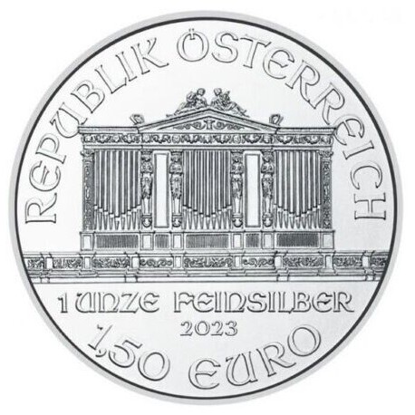 . 1 coin AUSTRIA 1,50 EUROS 2023 FILARMONICA DE VIENA MONEDA DE PLATA PURA SC 1 ONZA Oz OUNCE Österreich silver CAPSULA