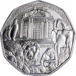 AUSTRIA 5 EUROS 2002 ZOO PLATA SIN CIRCULAR SILVER UNC