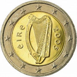 IRLANDA 2 EUROS 2005 ARPA ESCUDO NACIONAL SC MONEDA BIMETALICA @TIPO NORMAL NO CONMEMORATIVA@ Ireland Eire 2€
