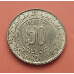 ARGELIA 50 CENTIMOS 1980 MECA INICIO CALENDARIO HIJRA KM.111 MONEDA DE LATON MBC+ Algeria Algerie