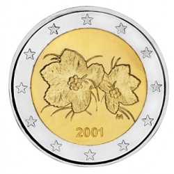 FINLANDIA 2 EUROS 2001 FLORES MONEDA BIMETALICA @TIPO NORMAL NO CONMEMORATIVA@ SC Finnland 2€ coin