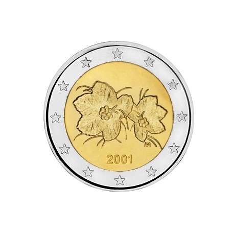 FINLANDIA 2 EUROS 2001 FLORES MONEDA BIMETALICA @TIPO NORMAL NO CONMEMORATIVA@ SC Finnland 2€ coin