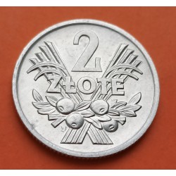 POLONIA 2 ZLOTY 1974 AGUILA y FRUTOS KM. 46 MONEDA DE ALUMINIO SC- Poland 2 Zlotych Zl Zlote