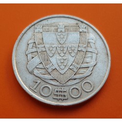@MUY RARA@ PORTUGAL 10 ESCUDOS 1937 CARABELA KM.586 MONEDA DE PLATA MBC+ República Portuguesa silver coin