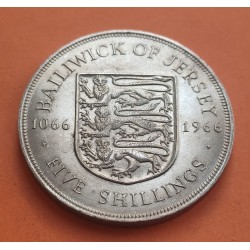 JERSEY 5 SHILLINGS 1966 1066 BATALLA DE HASTINGS Queen Elizabeth II KM.28 MONEDA DE NICKEL EBC Bailwick of Jersey