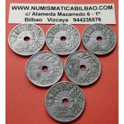 . 1 moneda x ESPAÑA 25 CENTIMOS 1937 II AÑO TRIUNFAL FRANCISCO FRANCO KM.753 NICKEL MUY CIRCULADA