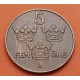 SUECIA 5 ORE 1950 CORONAS REALES Rey GUSTAV V KM.779.2 MONEDA DE BRONCE MBC++ Sweden